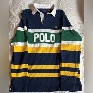 Men’s Large Ralph Lauren Polo Rugby. Green and navy blue. Excellent condition!